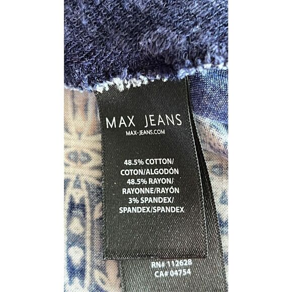 Max Jeans Women's M Heather Knit Lightweight Pullover Blue Marl Boho Panel Back - Picture 5 of 6